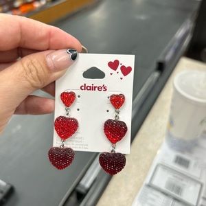 Claires heart earrings for pierced ears brand new